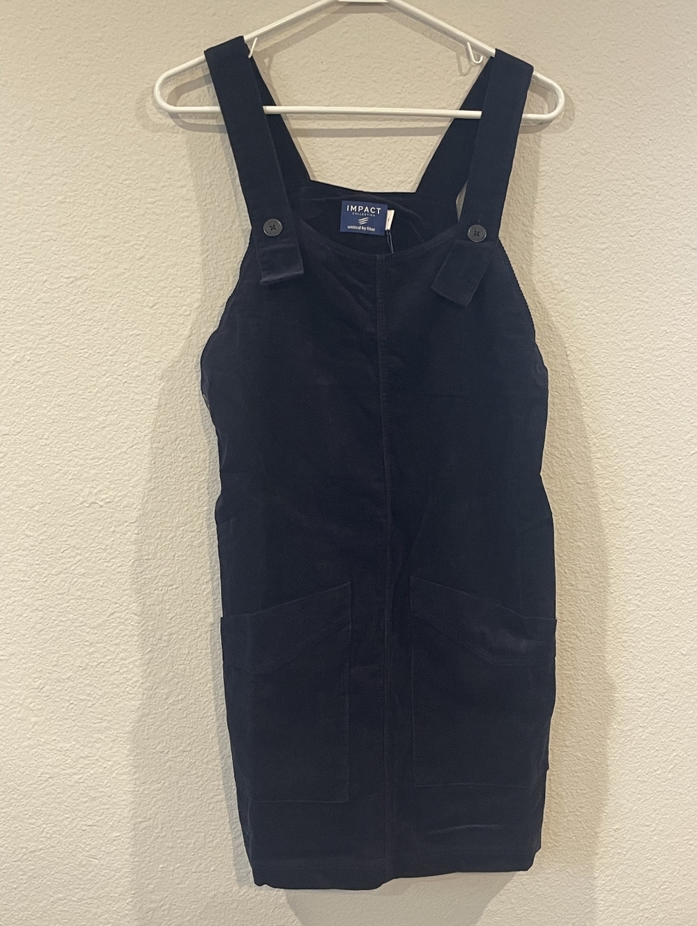 NWT United By Blue Impact Collection Night Sky Blue Corduroy Overall Mini Dress